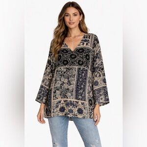 Biya Johnny Was Silk Blend Velvet Tunic Top